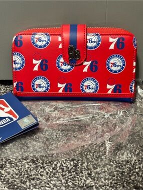 Loungefly Philadelphia 76ers Red and Blue Zip Wallet